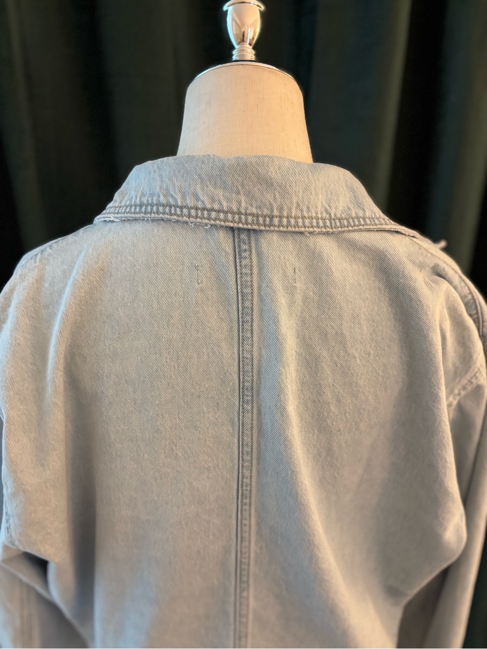 Zara Light Blue Cropped Denim Jacket with Brass Buttons - Picture 8 of 10